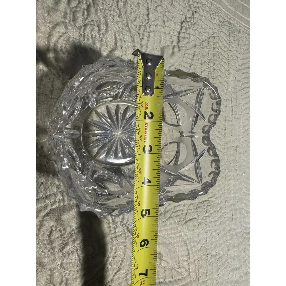 Vintage Crystal Bowel Dish with Silver Tone Handle Basket